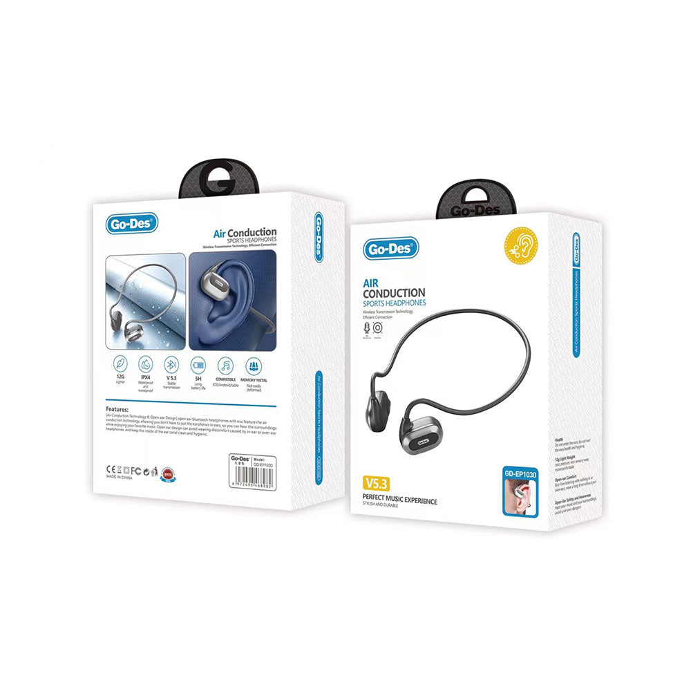 Go-Des GD-EP1030 Hava İletim Teknolojili Su Geçirmez Boyun Askılı Sporcu Bluetooth Kulaklığı 1200mAh - 2 Go-Des GD-EP1030 Hava İletim Teknolojili Su Geçirmez Boyun Askılı Sporcu Bluetooth Kulaklığı 1200mAh - 2